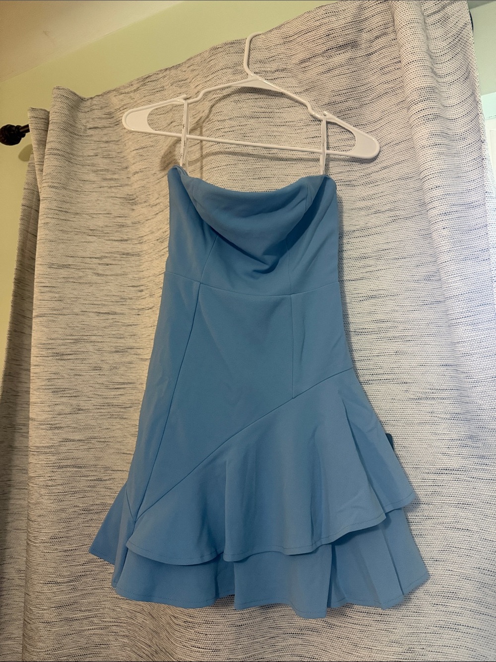 Lulu's Sky Blue Strapless Cowl Neck Mini Dress